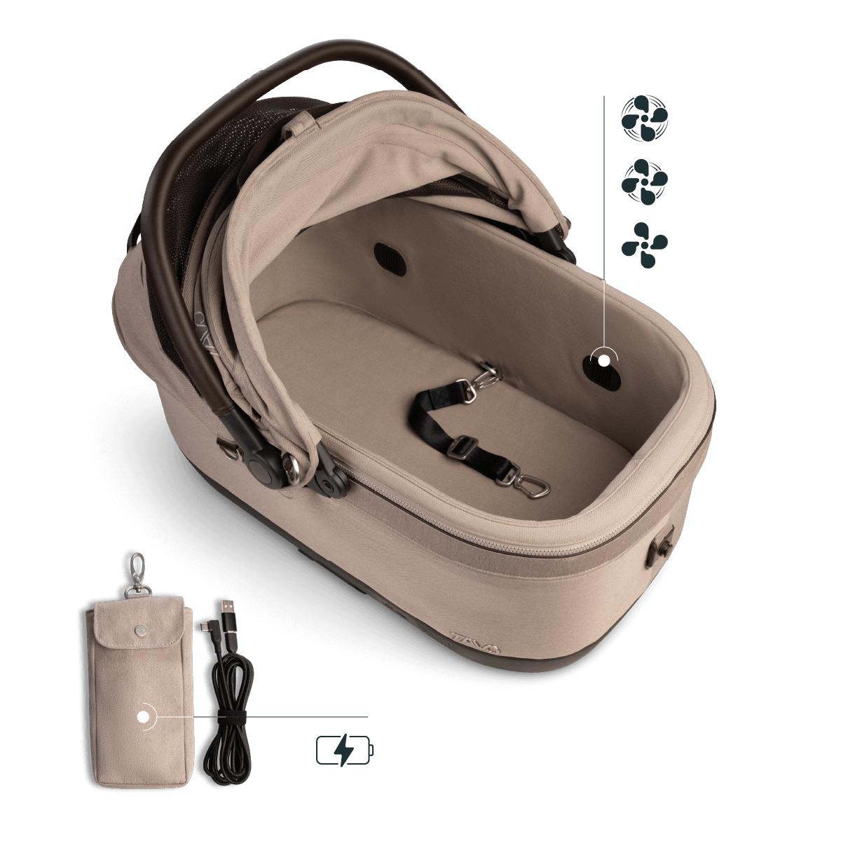 Tavo Maeve™ iso Wind - Pet Car Seat with Built-In Fan &amp; ISOFix Latches