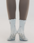 Almla Active - Cat Embroidered Pilates Grip Socks Gray Paw Grips