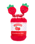 ZippyPaws Bungee Burrow Strawberry Jam Jar Plush Dog Toy