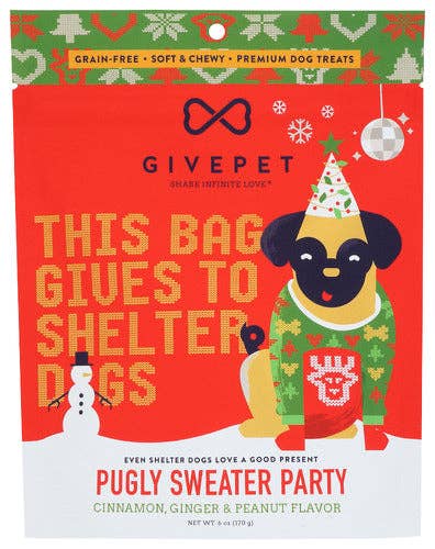 Pet Palette Distribution - GivePet Pugly Sweater Party Soft &amp; Chewy Dog Treats 6oz Bag