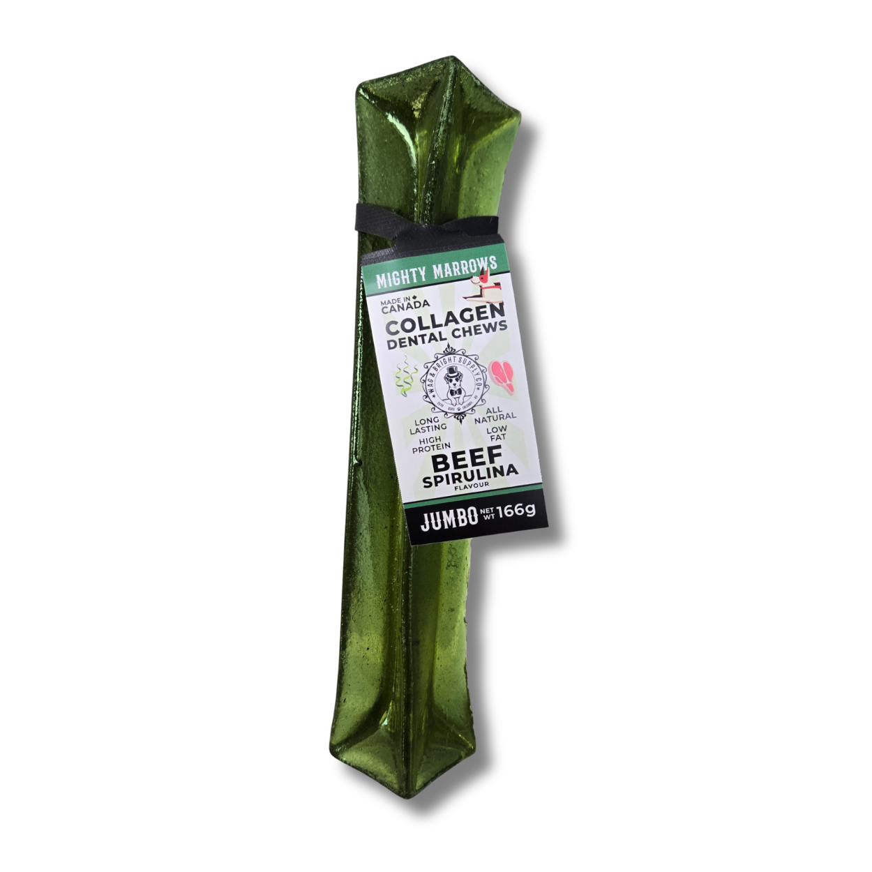 Wag &amp; Bright Supply Co. - Mighty Marrows Collagen Dental Chew- Spirulina Beef- 3 Sizes: Large
