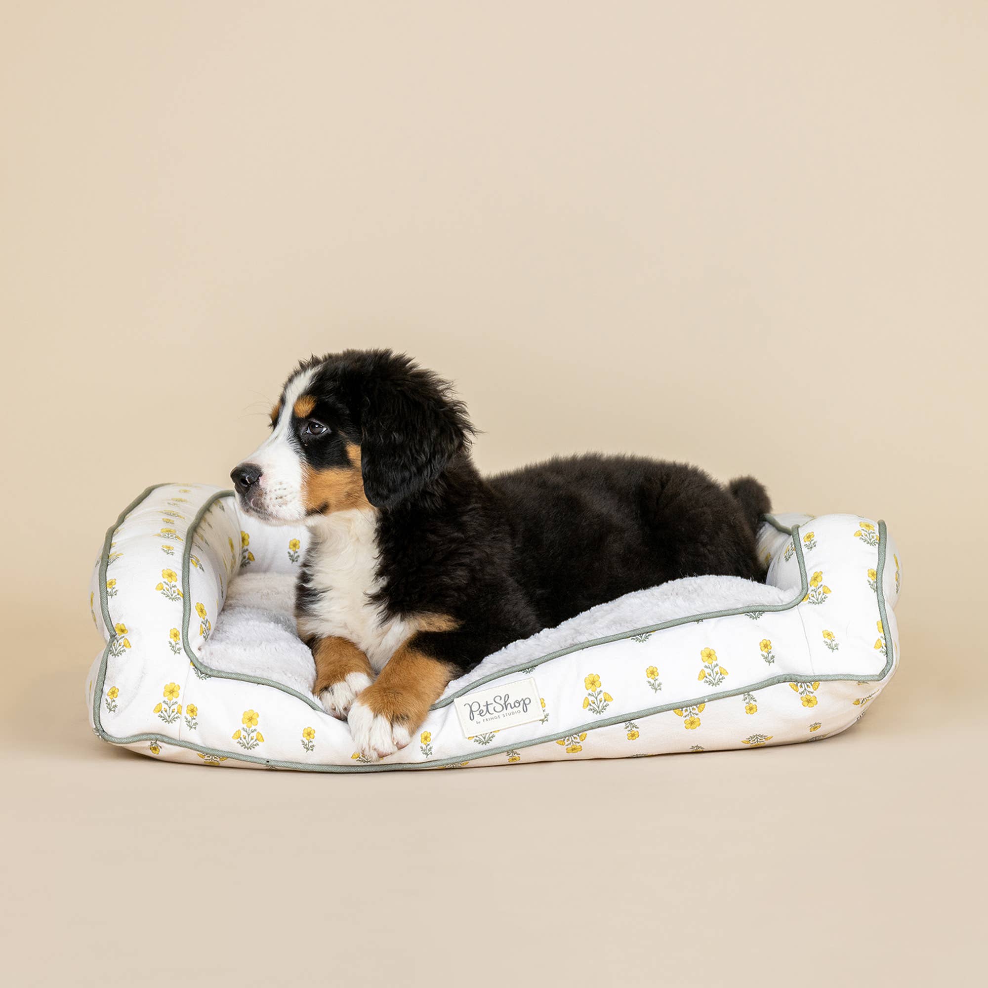 Petshop by Fringe Studio - BLOCK PRINT MARIGOLD MEDIUM COUCH PET BED