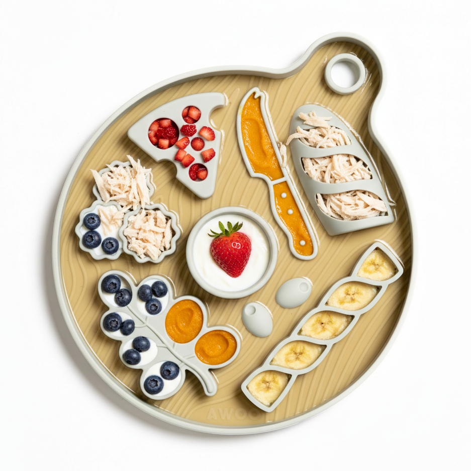 Awoo - Smorgasboard Charcuterie Lick Mat &amp; Slow Feeder: Misty Blue