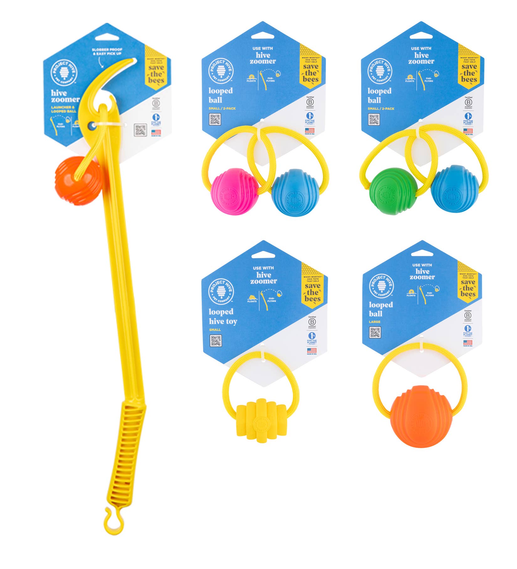 Project Hive Hive Zoomer Dog Toy Launcher &amp; Looped Ball Combo Pack