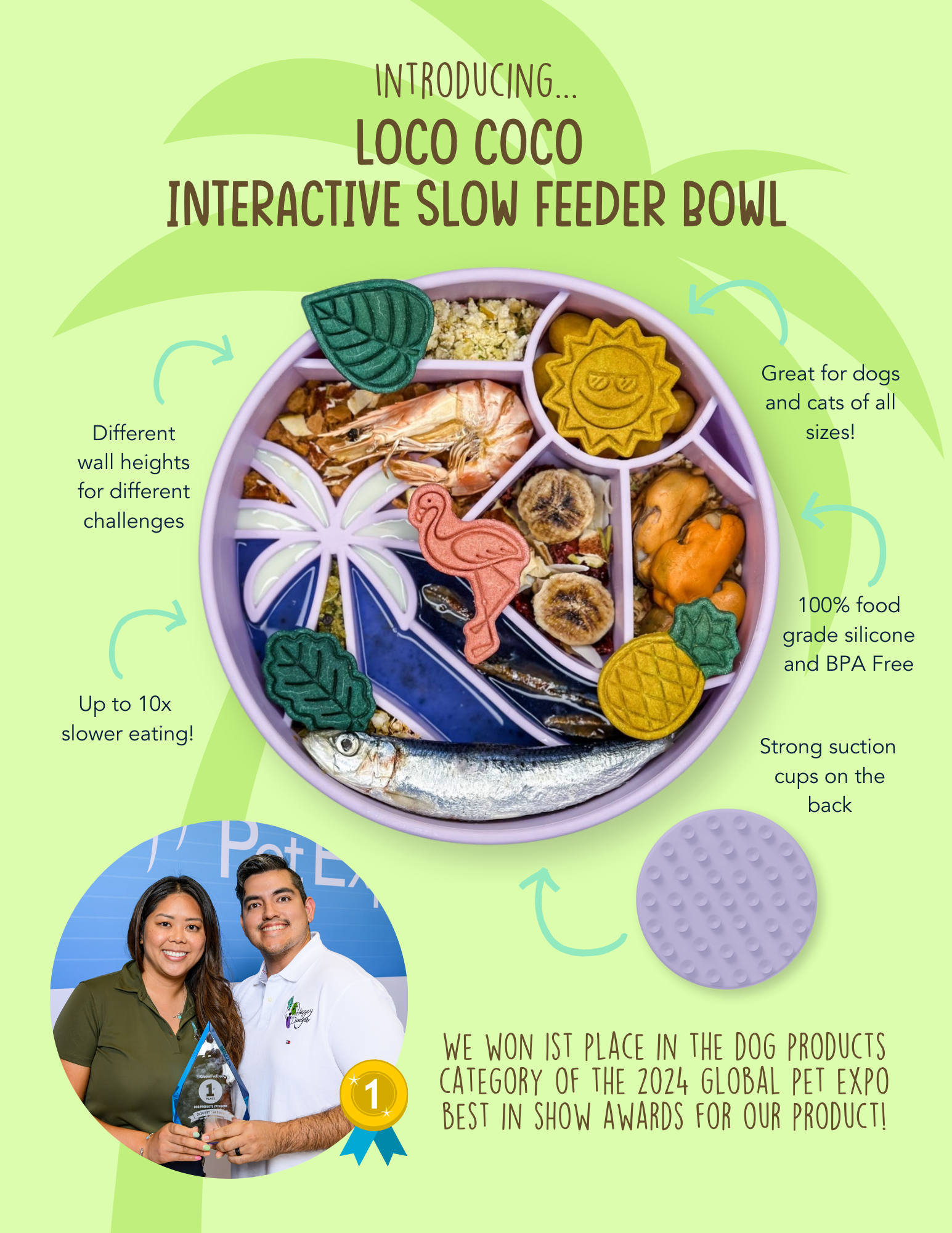 Happy Dingos - Loco Coco Interactive Slow Feeder Bowl : Sunset