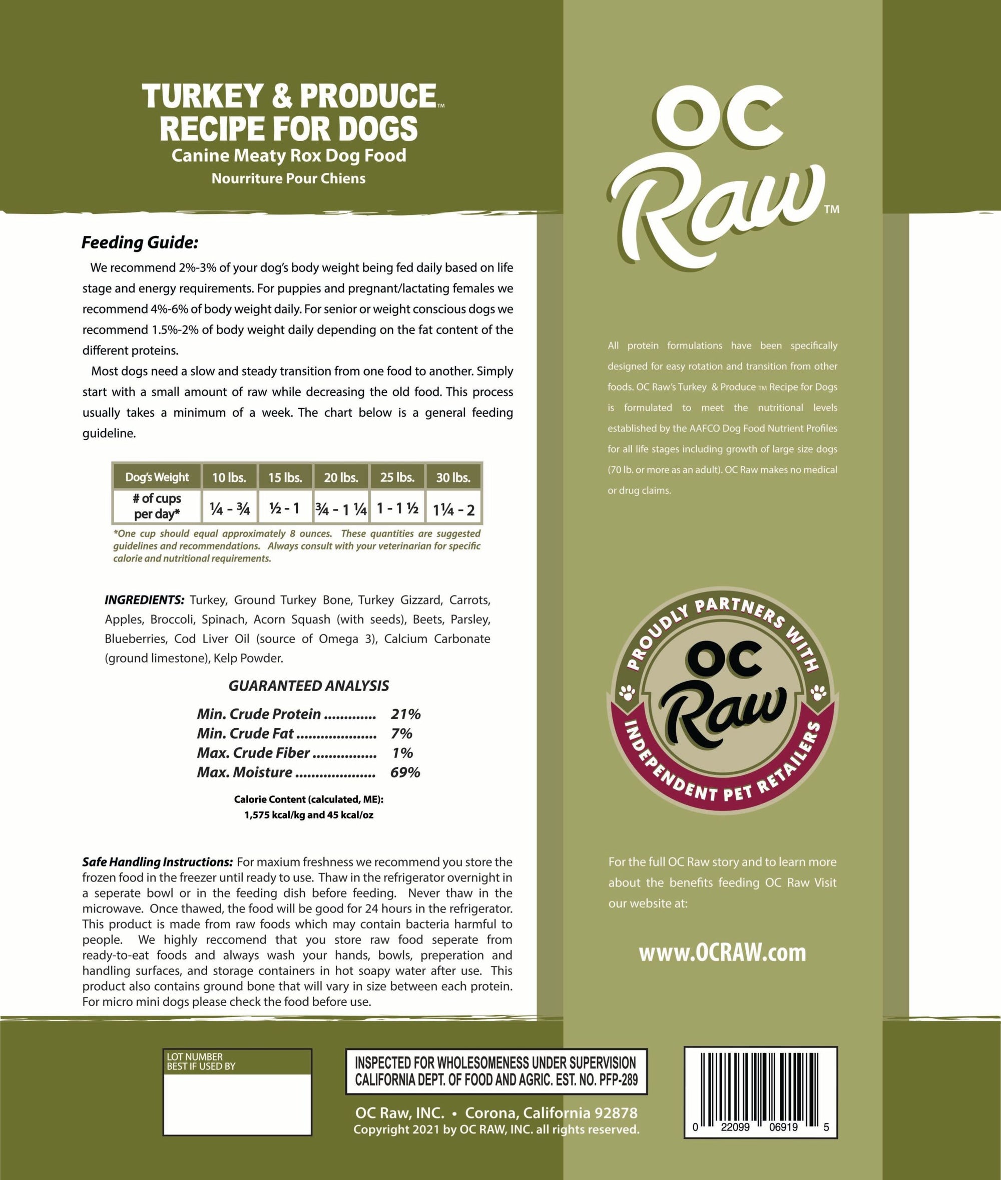 OC Raw Frozen Turkey &amp; Produce