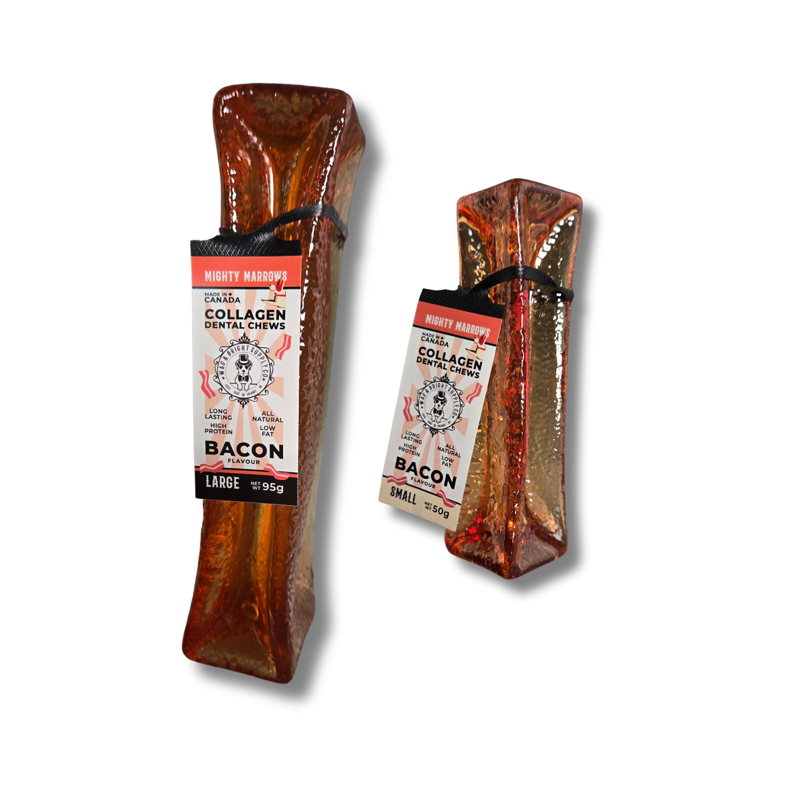 Wag &amp; Bright Supply Co. - Mighty Marrows Collagen Dental Chew - Bacon - 3 Sizes: Large