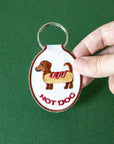 Lindy Stark Designs - Hot Dog Embroidered Keychain