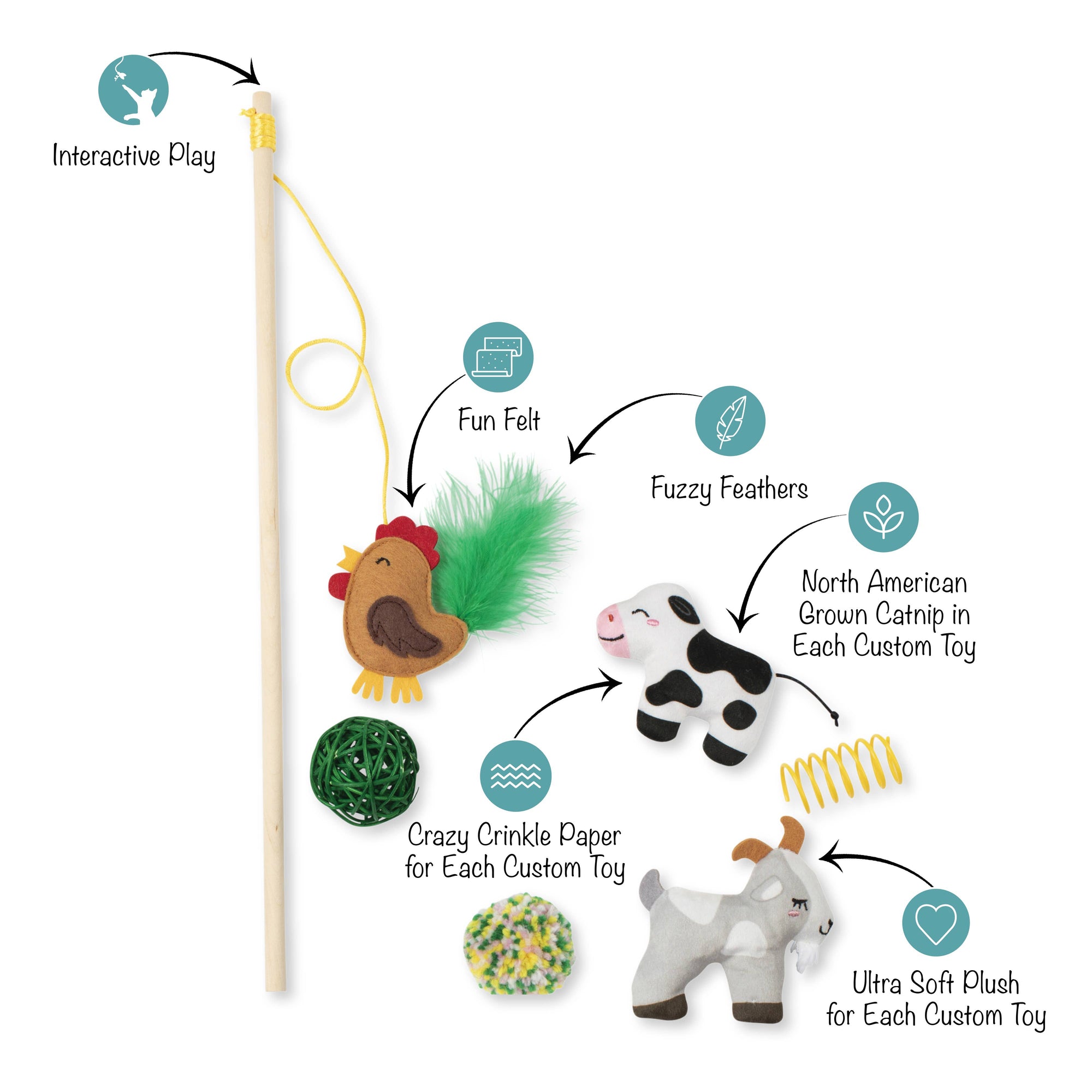 Petshop by Fringe Studio - PASTURE PALS 6PC CAT TOY SET
