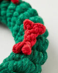 Jax & Bones - Green Ring with Red Bones Dog Rope Toy (Large - 7")