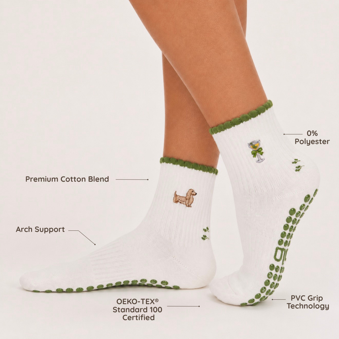 Almla Active - Dachshund &amp; Dirty Martini Double Sided Pilates Grip Sock