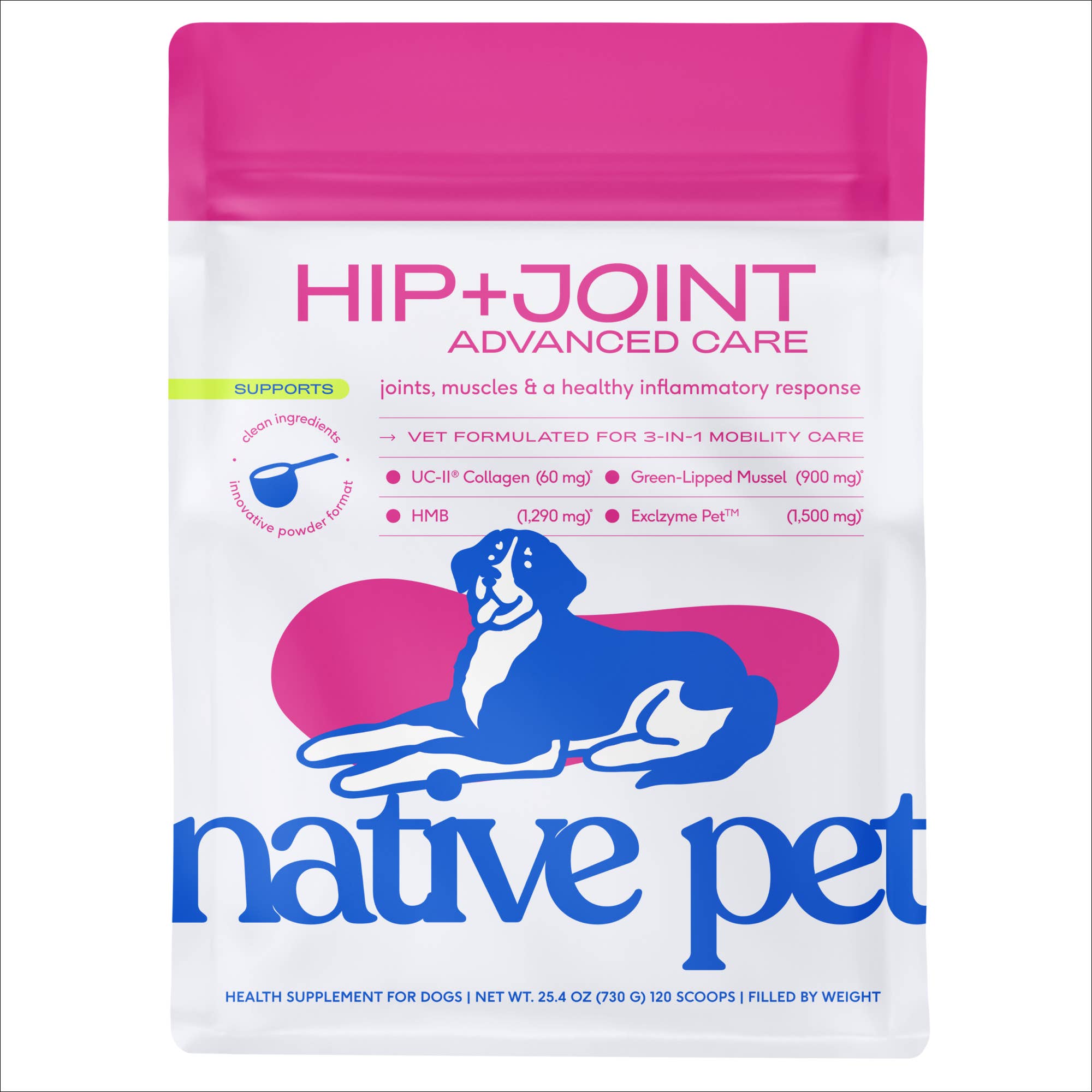 Native Pet - Hip+Joint Advanced Care Powder Joint, Muscle &amp; Inflammation: 60 scoops