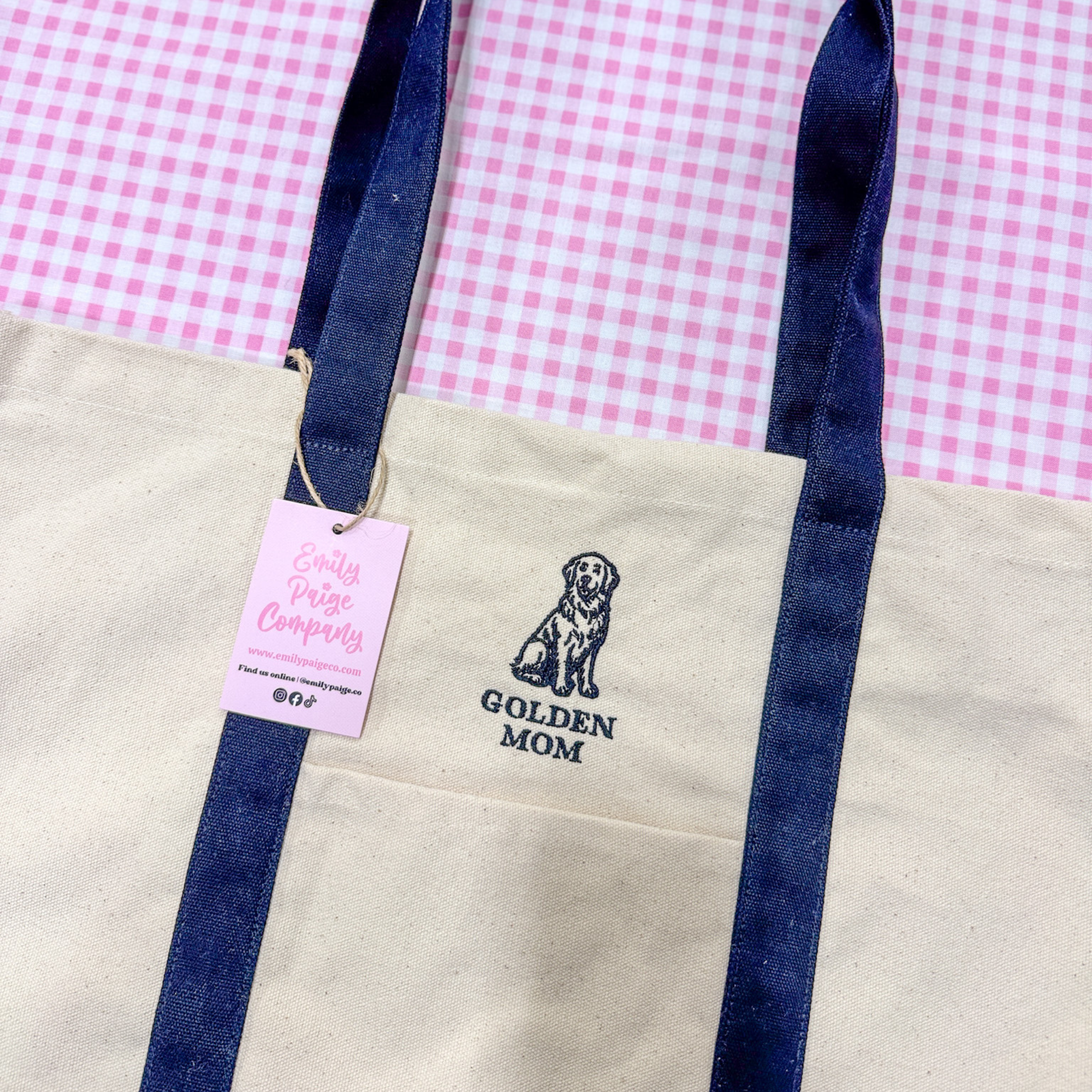 Emily Paige Company - Golden Mom Embroidered Canvas Tote Bag