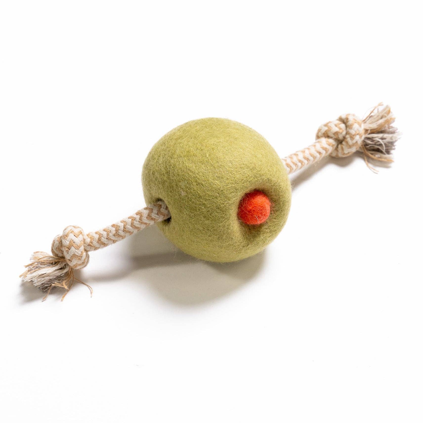 Awoo - Pimento Olive Felt &amp; Rope Tug Toy