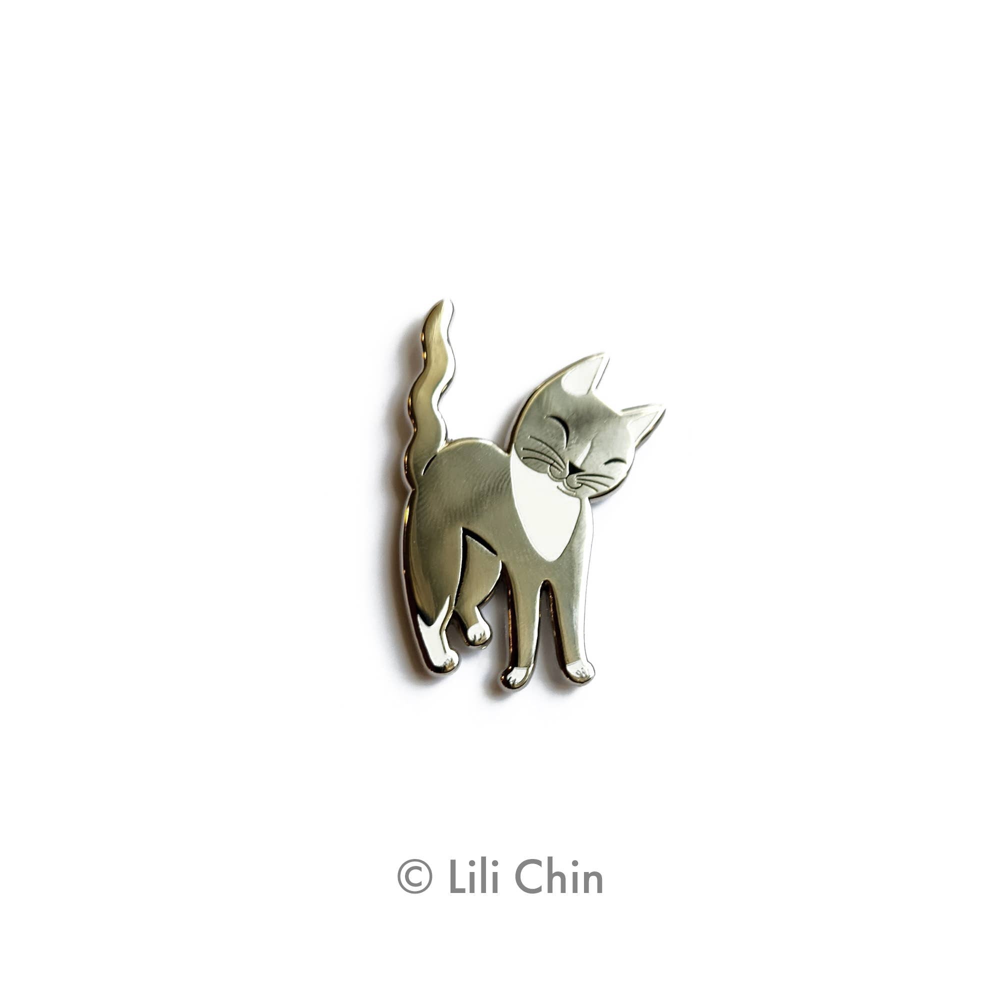 Lili Chin Art - "Friendly Tail"  KITTY PIN