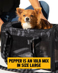 ROVERLUND - OUT-OF-OFFICE PET CARRIER PRO EDITION: BLACK CAMO / BLACK / LARGE - UP TO 25LBS