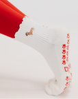 Almla Active - Dachshund Embroidered Pilates Socks Red Paw Grips