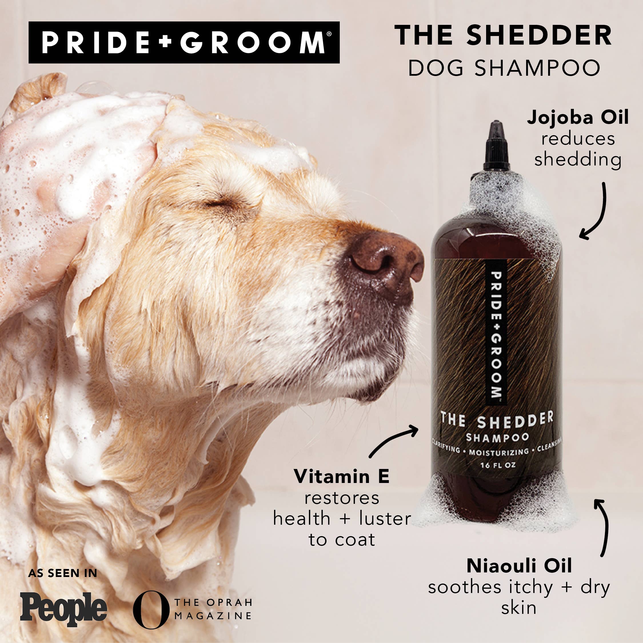 PRIDE + GROOM - THE SHEDDER | SHAMPOO FOR DOGS WHO SHED: 12 oz
