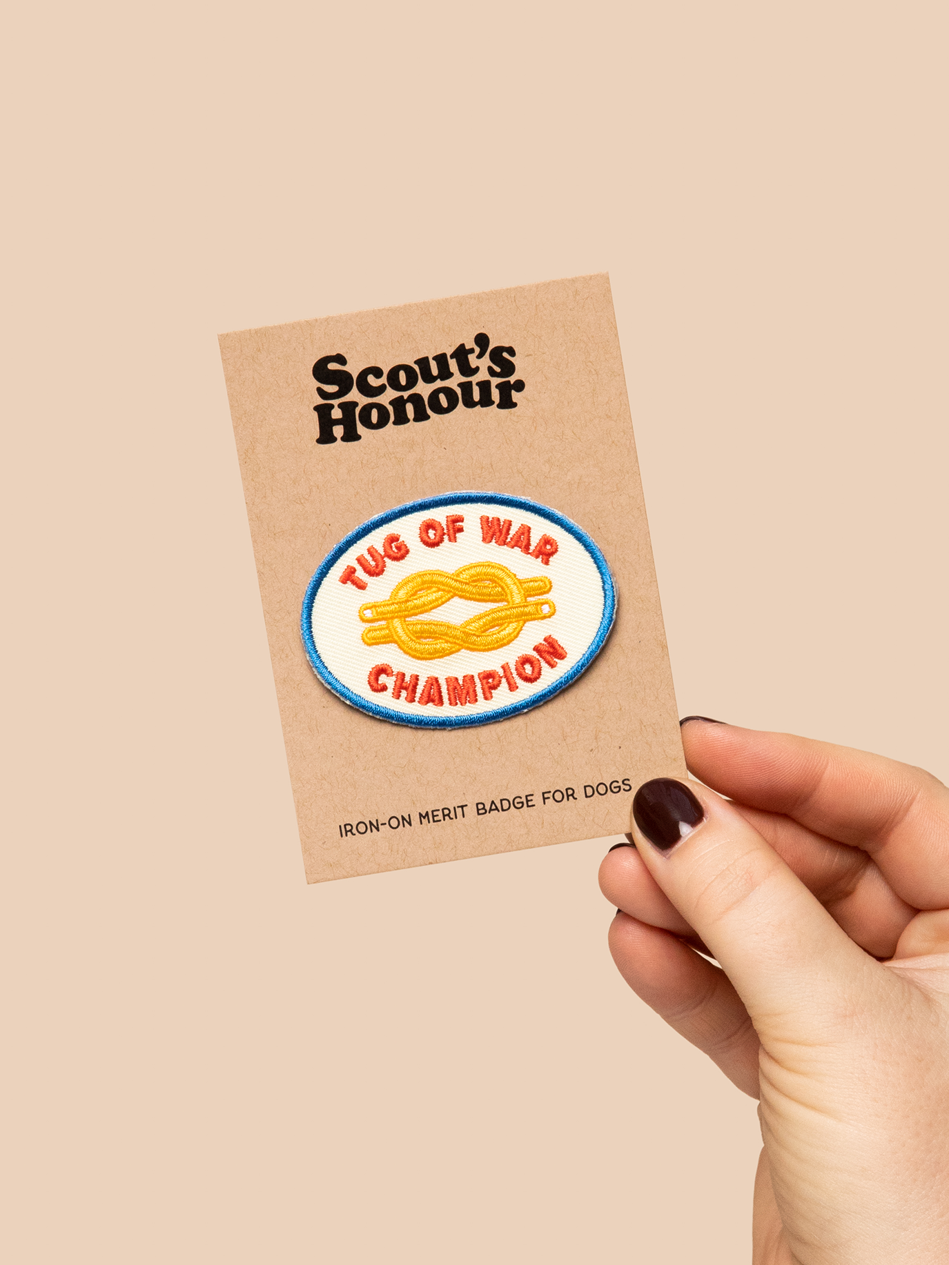 Scout's Honour Pty Ltd - Tug of War Champion iron-on patch for dogs and cats