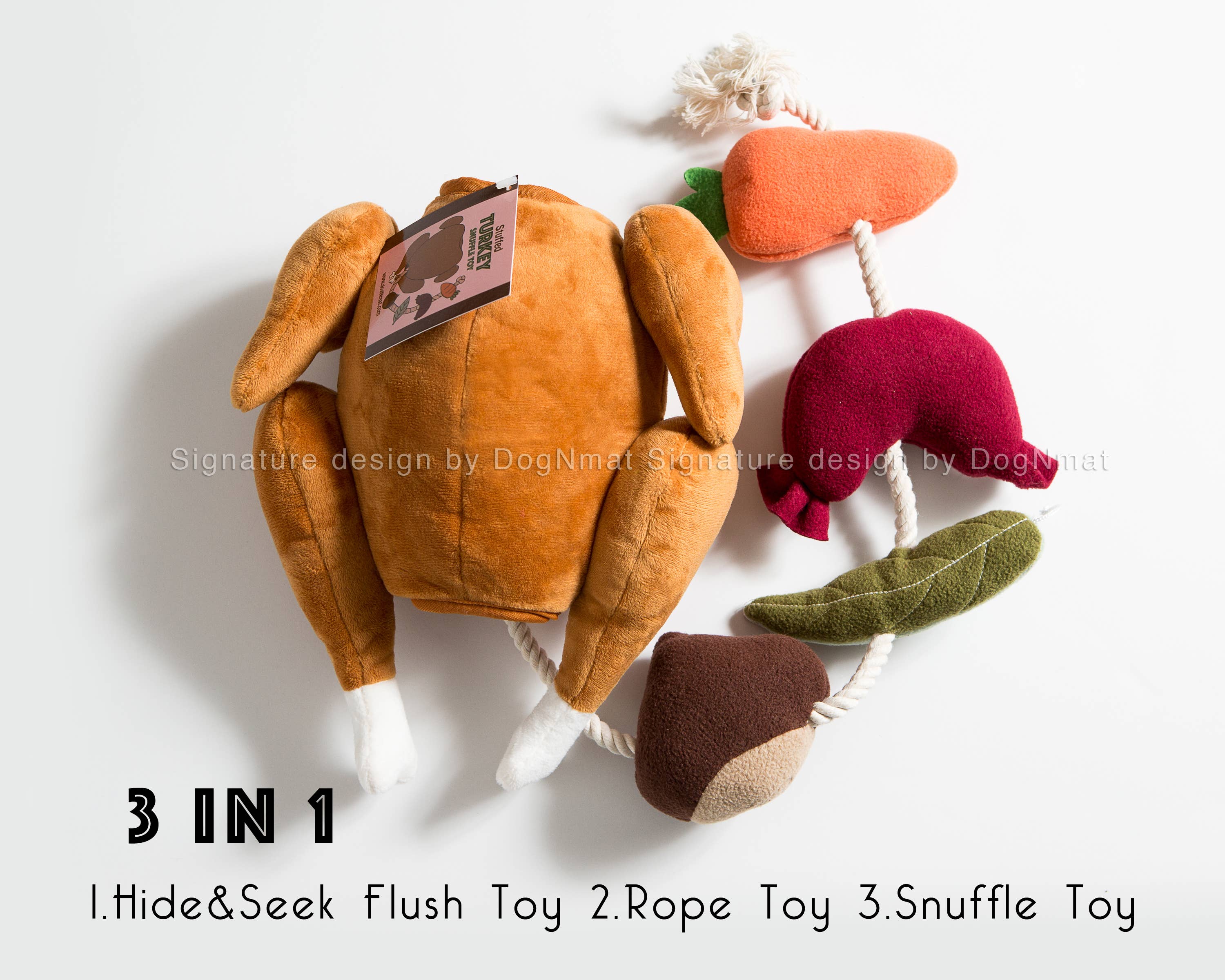 Stuffed Turkey Snuffle Dog Toy-3 in 1 Hide and Seek toy