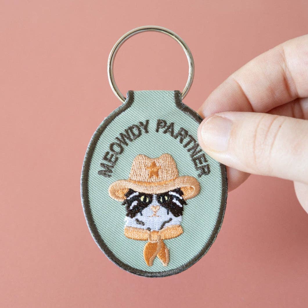 Lindy Stark Designs - Meowdy Partner Embroidered Keychain
