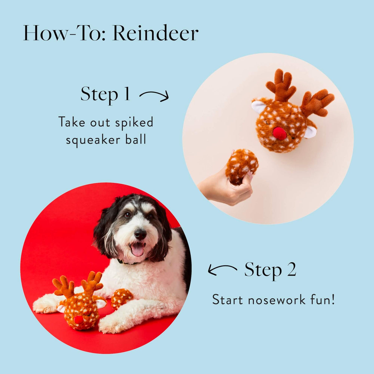 The Foggy Dog - Reindeer 2-in-1 Bounce Dog Toy