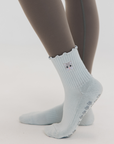 Almla Active - Cat Embroidered Pilates Grip Socks Gray Paw Grips
