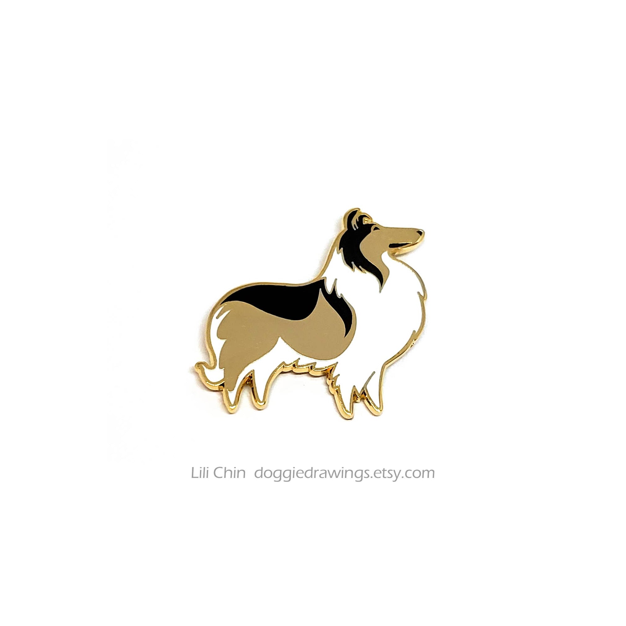 Lili Chin Art - Rough Collie Dog Enamel Pin