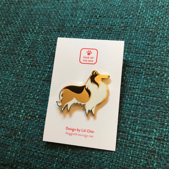 Lili Chin Art - Rough Collie Dog Enamel Pin