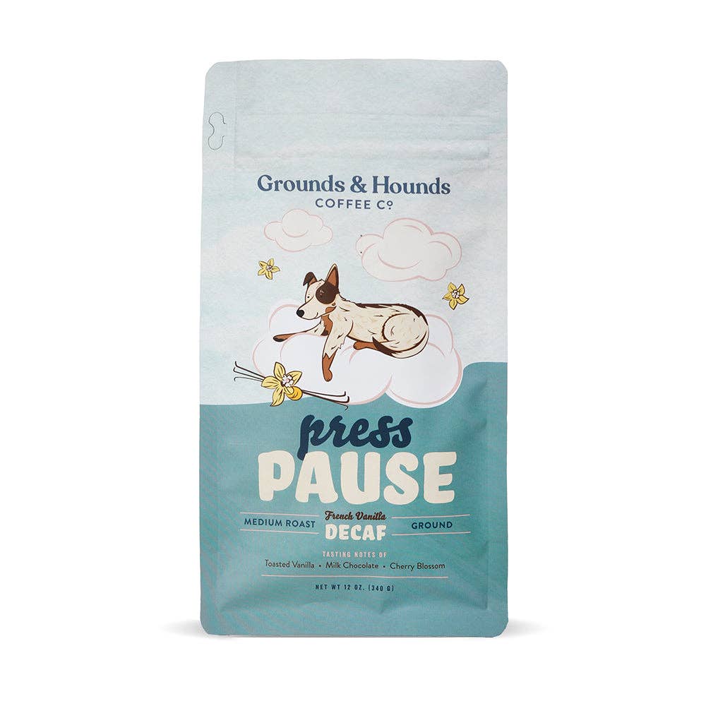 Grounds &amp; Hounds Coffee Co. - Press Pause French Vanilla Decaf Coffee: Whole Bean