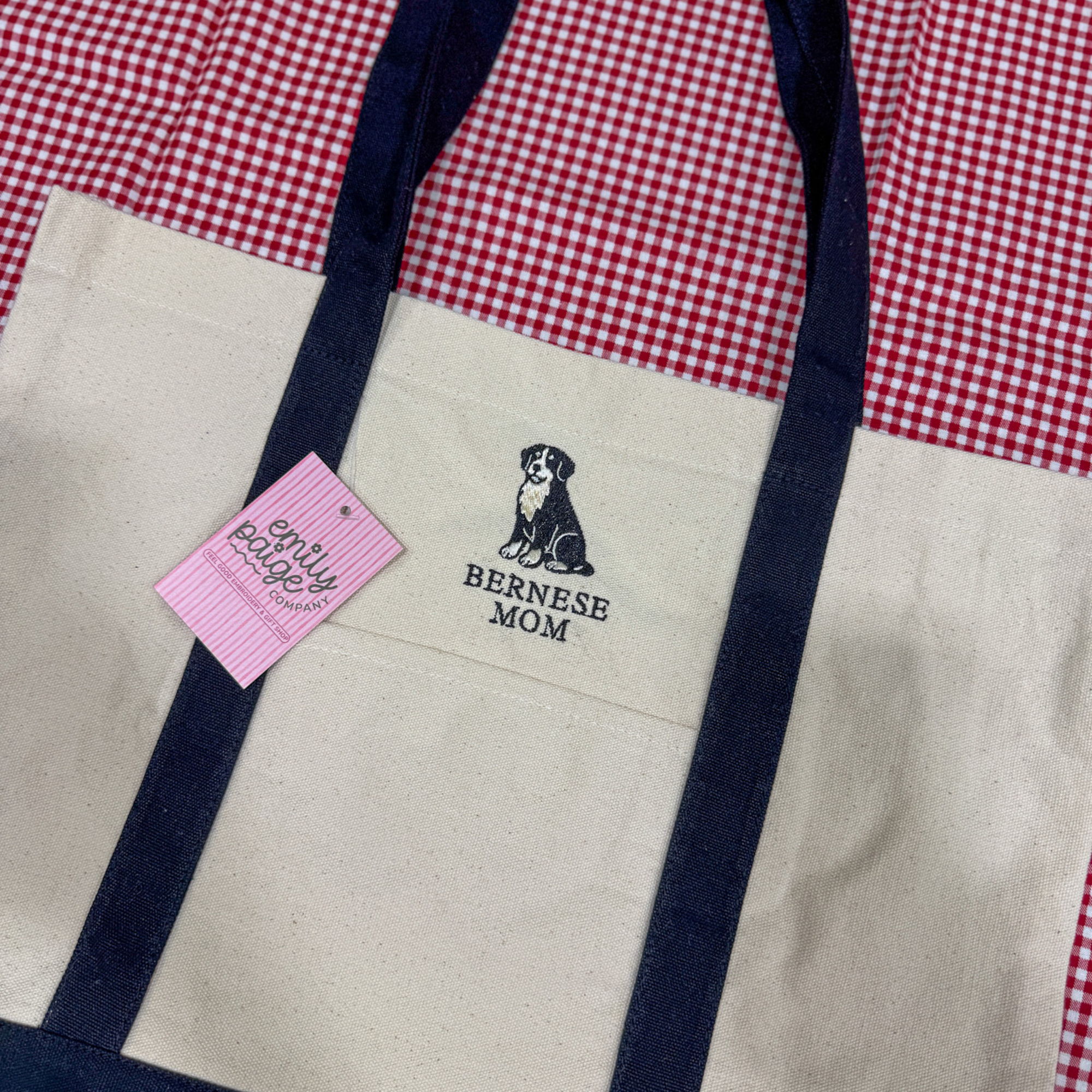 Emily Paige Company - Bernese Mom Embroidered Canvas Tote Bag