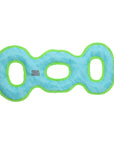 Tuffy Dog Toys - VIP Products - DuraForce 3 Way Tug - Blue/Green, Durable, Squeaky Dog Toy