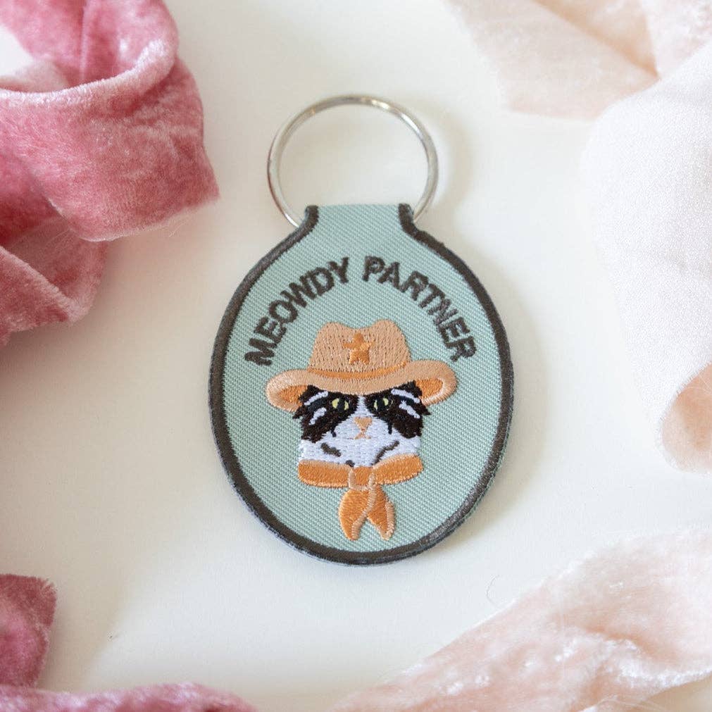 Lindy Stark Designs - Meowdy Partner Embroidered Keychain