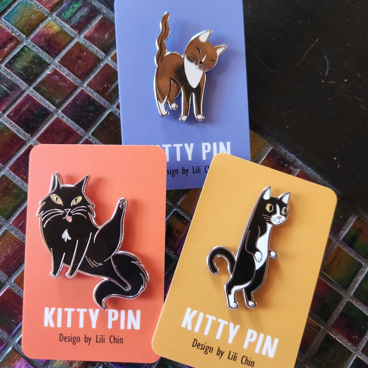 Lili Chin Art - "Friendly Tail"  KITTY PIN