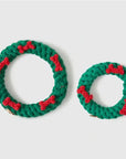 Jax & Bones - Green Ring with Red Bones Dog Rope Toy (Large - 7")