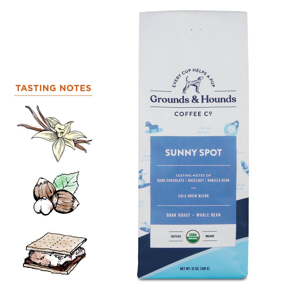 Grounds &amp; Hounds Coffee Co. - Sunny Spot Cold Brew Blend: Whole Bean 12 oz.