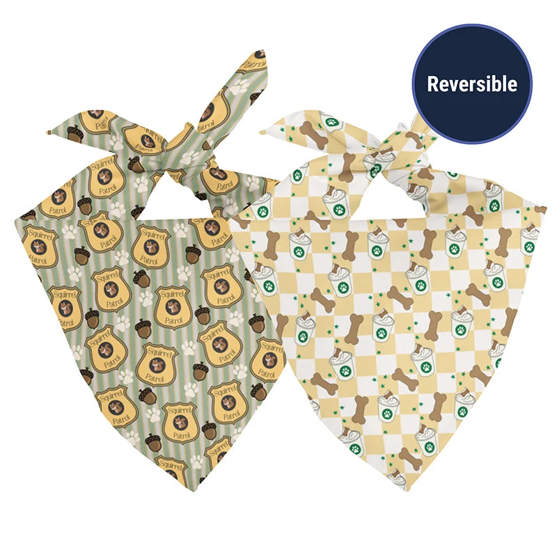 Dog Bandana Co. Squirrel Patrol &amp; Pup Cup Reversible Dog Bandana