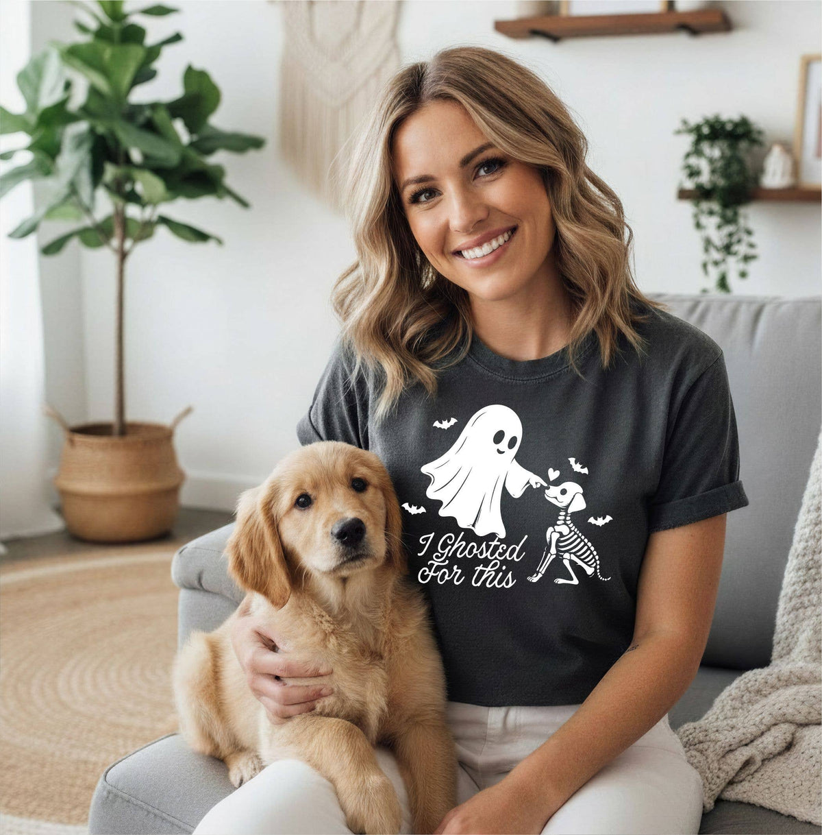The Dapper Paw - I Ghosted For This Halloween Dog Mom Tee | DP1309: Large / Comfort Colors Tee