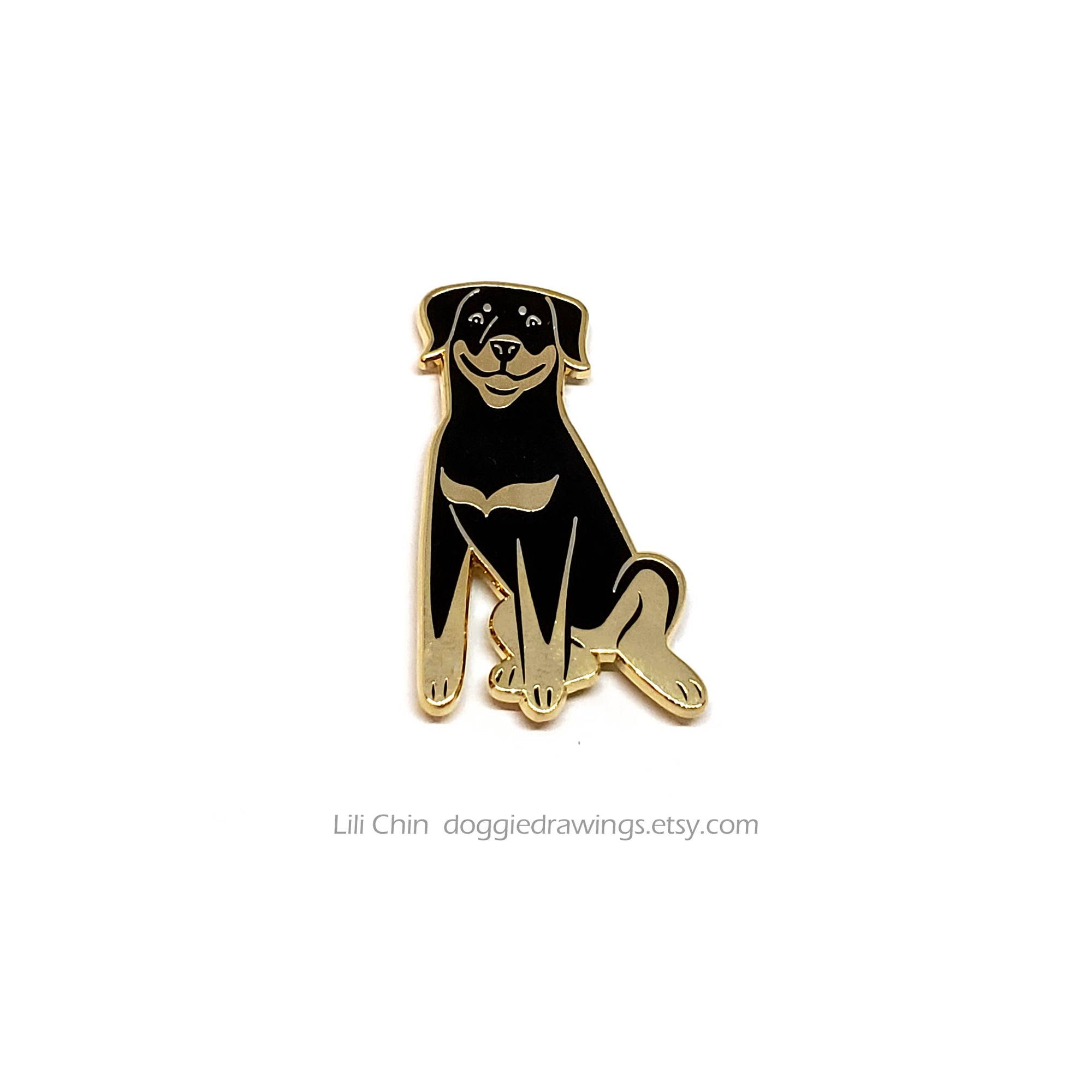 Lili Chin Art - Rottweiler Dog Enamel Pin