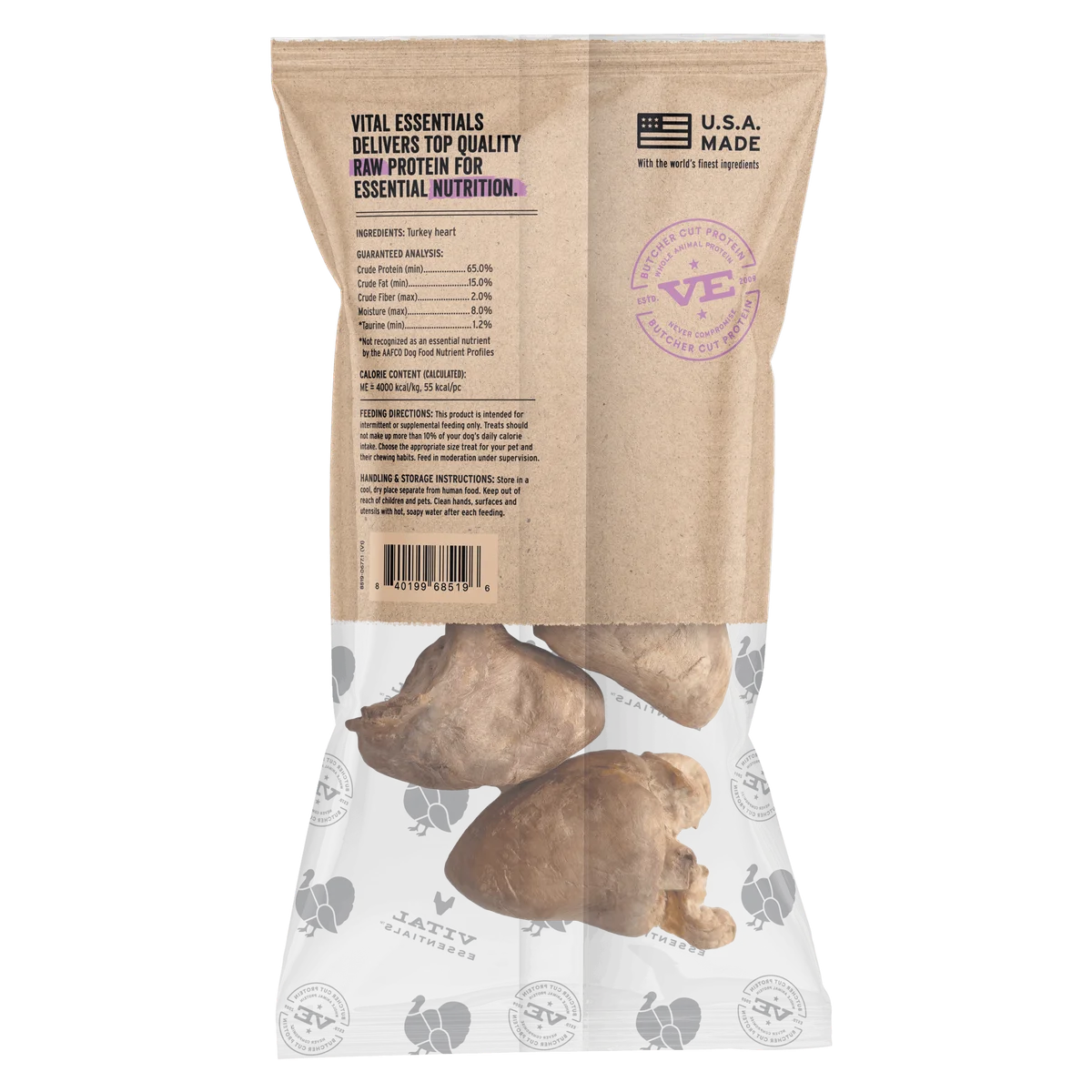 Vital Essentials Raw Bar - Freeze Dried Turkey Hearts