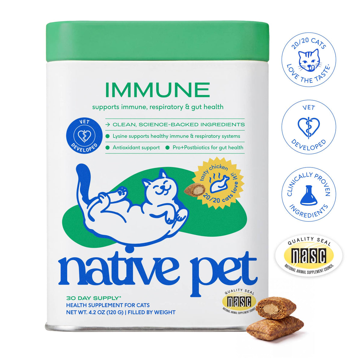 Native Pet - Immune Pillow Chews Immune &amp; Respiratory Support for Cats