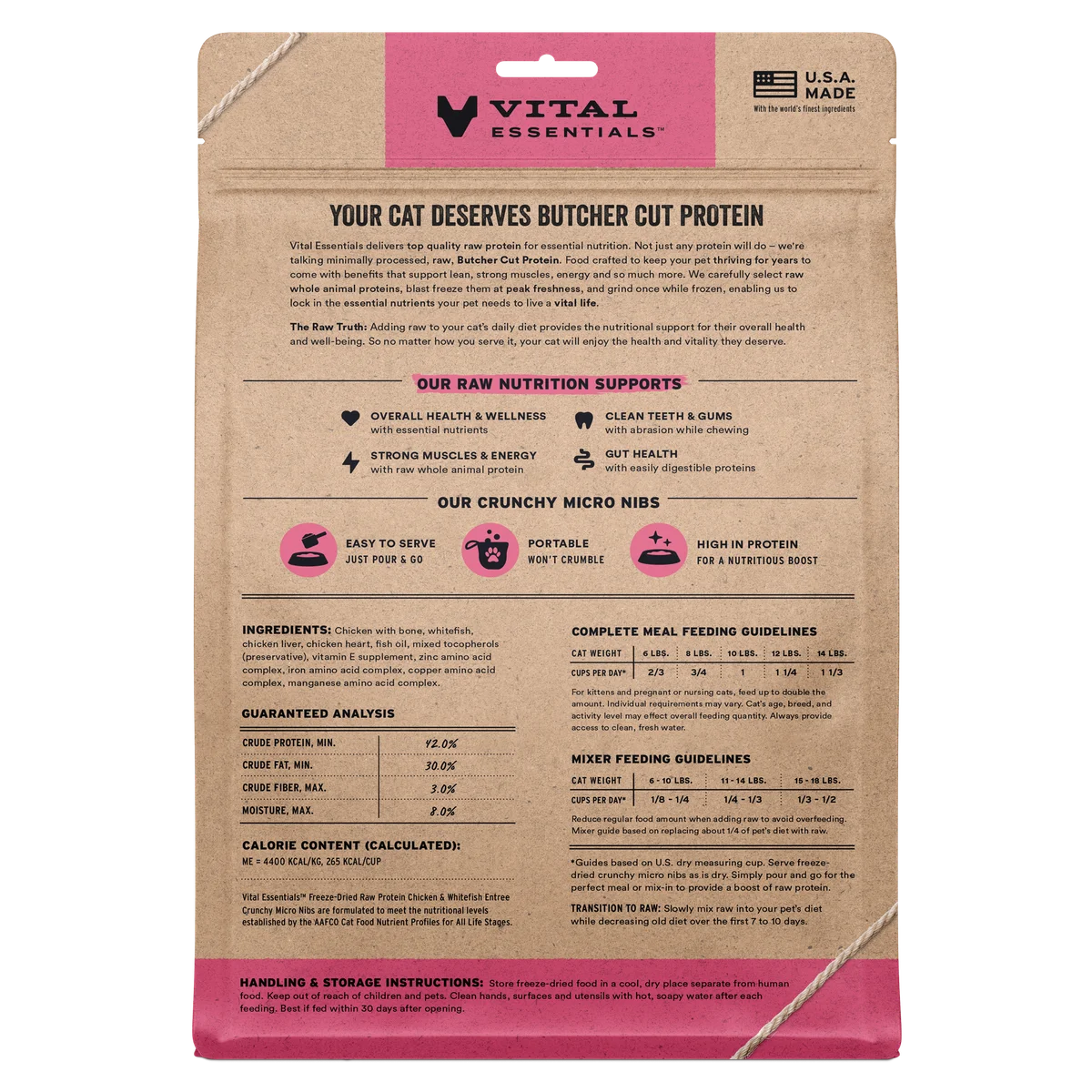Vital Essentials Freeze Dried Cat Micro Nibs - Chicken Whitefish