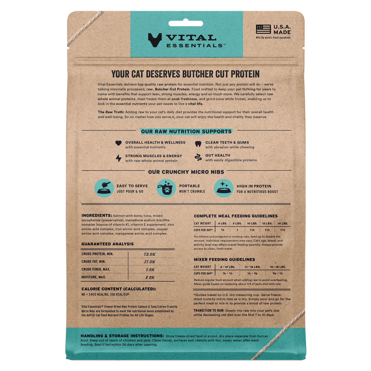 Vital Essentials Freeze-Dried Cat Crunchy Micro Nibs - Salmon &amp; Tuna