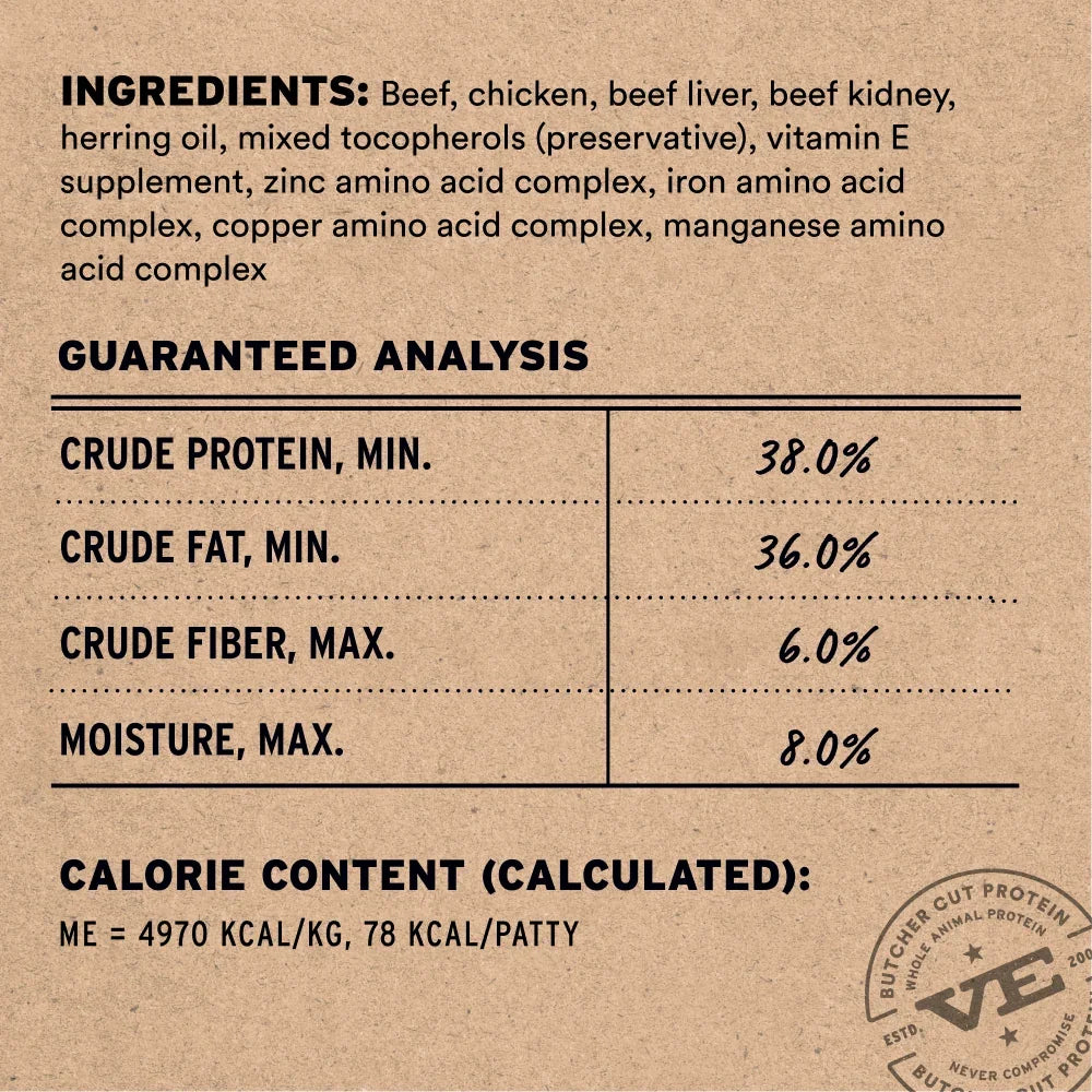 Vital Essentials Freeze-Dried Raw Protein Beef &amp; Chicken Mini Patties Cat Food
