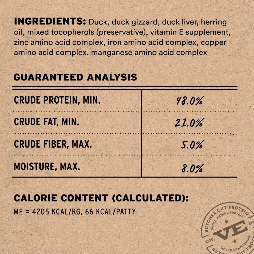 Vital Essentials Freeze-Dried Raw Protein Duck Mini Patties Cat Food