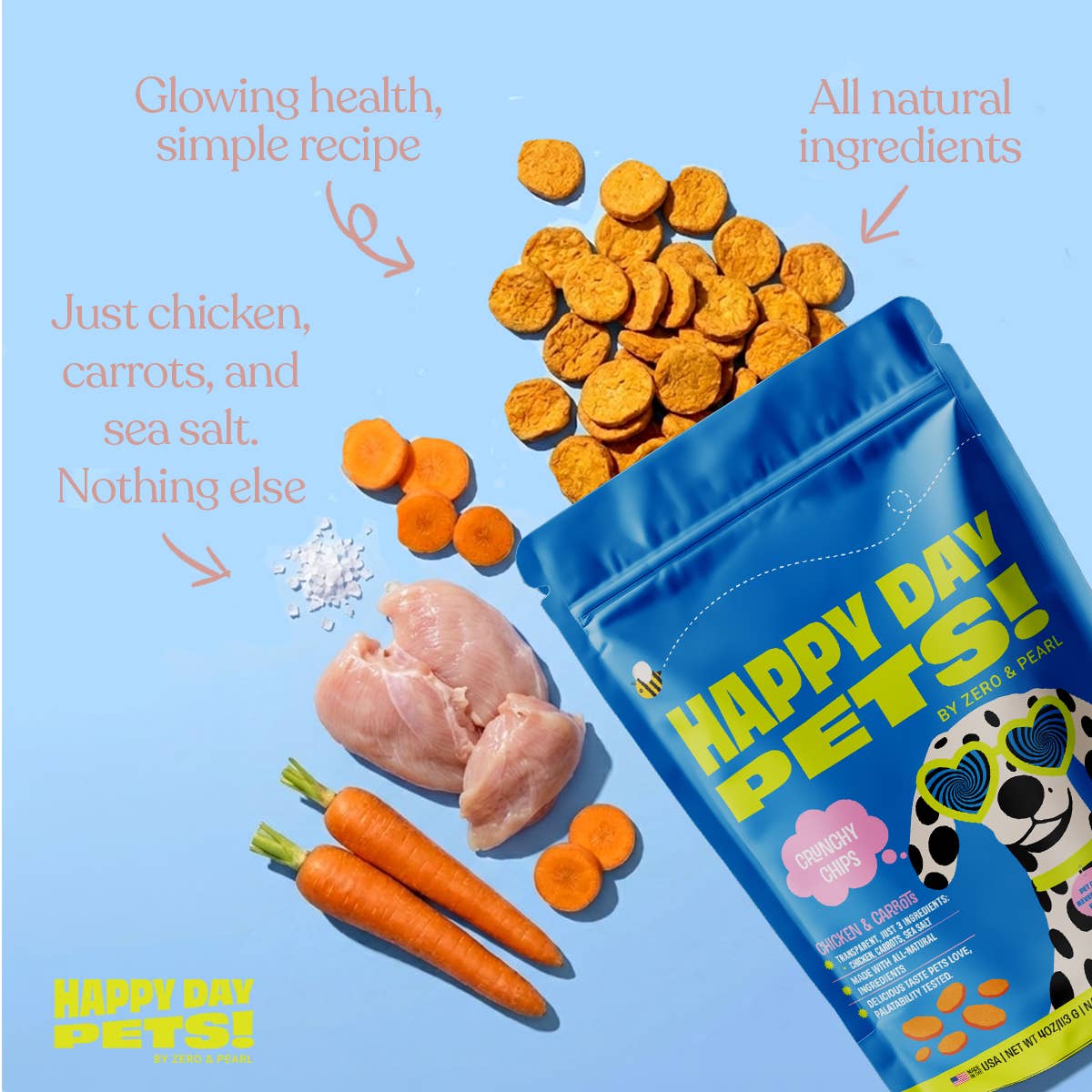 Happy Day Pets - Happy Day Pets Chicken &amp; Carrot Chips Dog Treats