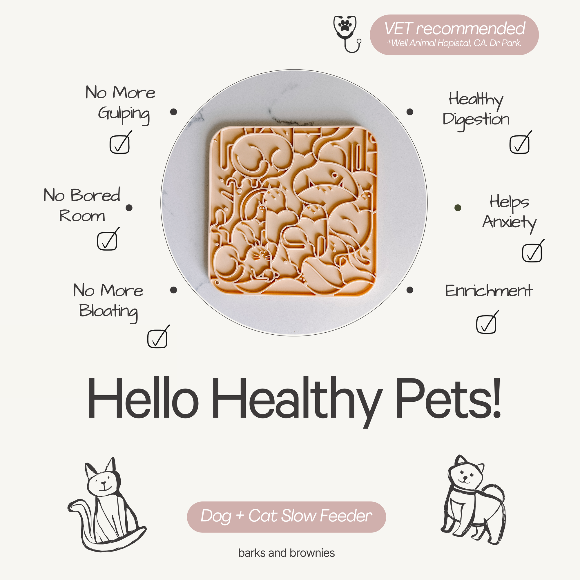 Barks and Brownies - Cat Lick Mat | Small Size | Cloud