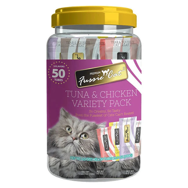 Fussie Cat Tuna &amp; Chicken 5 Flavor Variety Pack - 50 Count