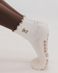 Almla Active - Golden Retriever Ruffle Pilates Socks Brown Paw Shaped Grips