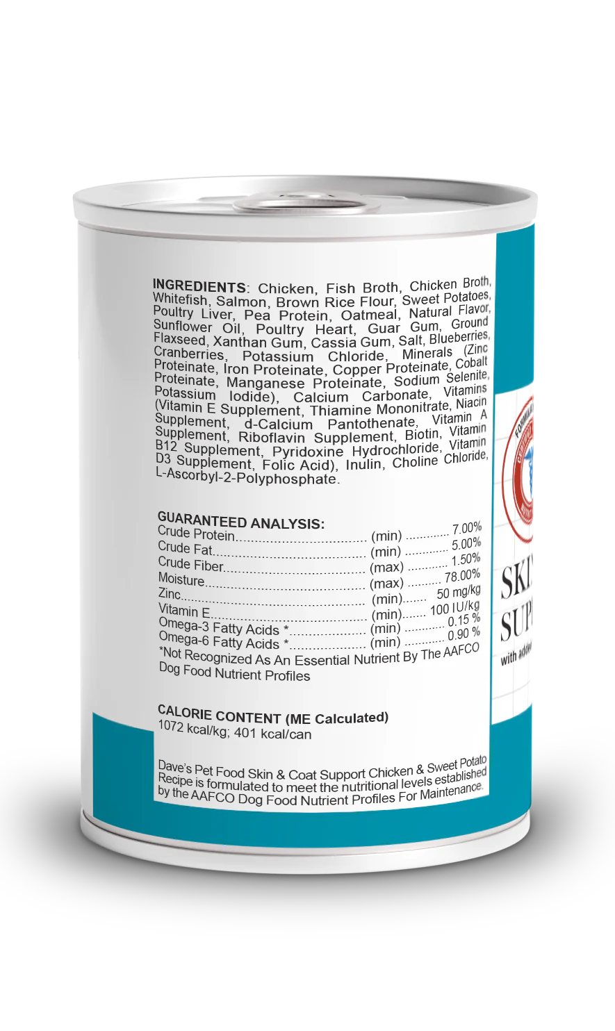 Dave&#39;s Restricted Skin &amp; Coat Support, Chicken &amp; Sweet Potato Recipe for Dogs / 13.2 oz